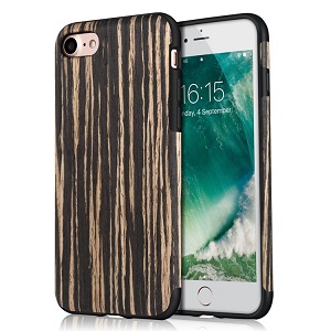 Black Sandalwood Soft Wood Case For iPhone SE 8 7