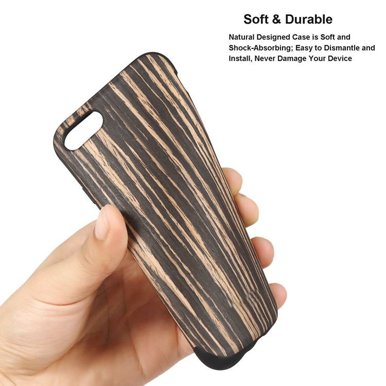 Black Sandalwood Soft Wood Case For iPhone SE 8 7