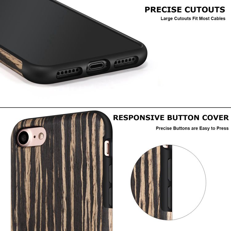 Black Sandalwood Soft Wood Case For iPhone SE 8 7