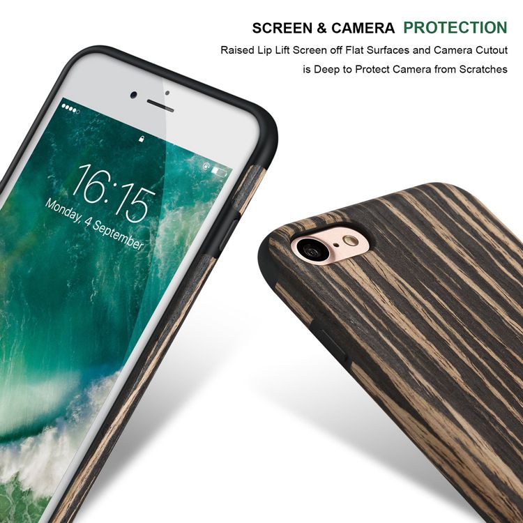 Black Sandalwood Soft Wood Case For iPhone SE 8 7