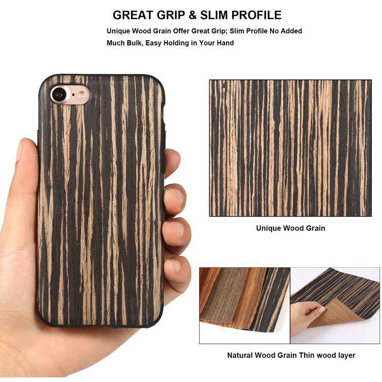 Black Sandalwood Soft Wood Case For iPhone SE 8 7