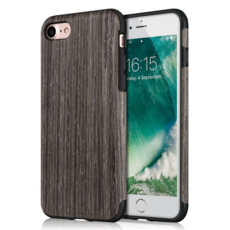 Black Apricot Soft Wood Case For iPhone SE 8 7