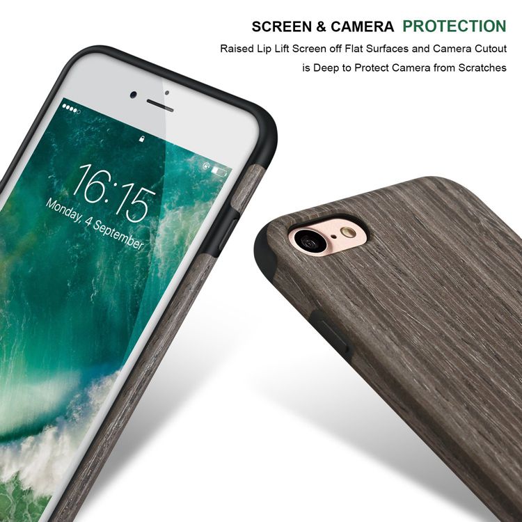 Black Apricot Soft Wood Case For iPhone SE 8 7