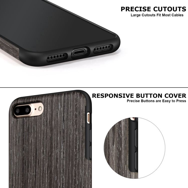 Black Apricot Soft Wood Case for iPhone 7+ 8+