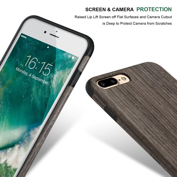 Black Apricot Soft Wood Case for iPhone 7+ 8+