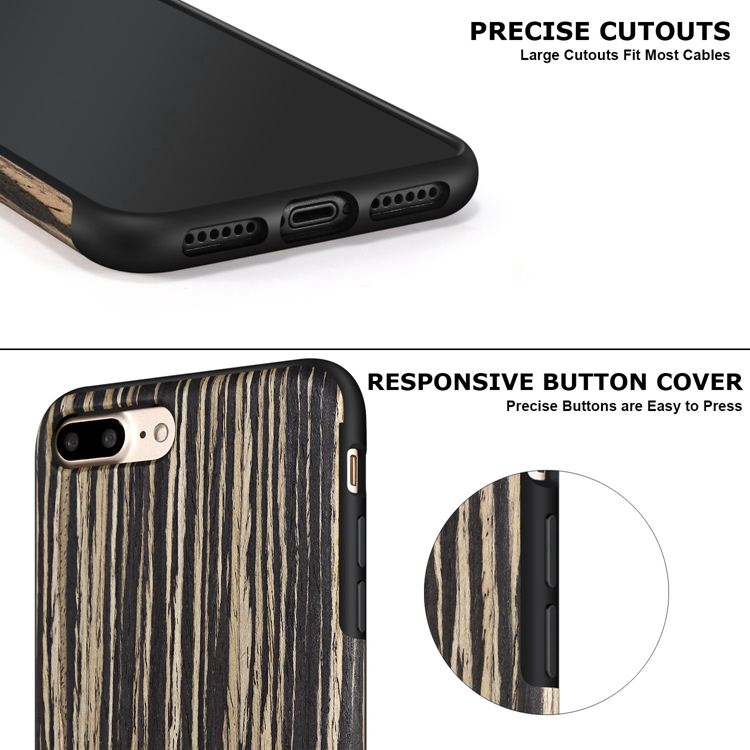 Black Sandalwood Soft Wood  Case for iPhone 7+ 8+