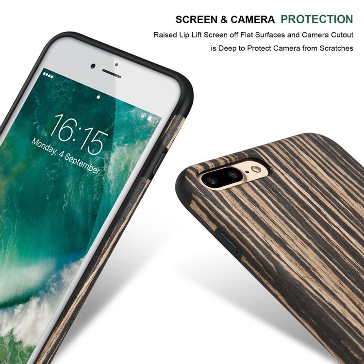 Black Sandalwood Soft Wood  Case for iPhone 7+ 8+