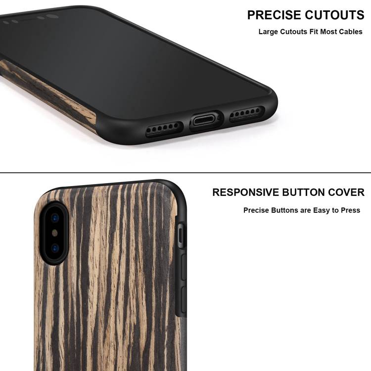 Black Sandalwood Soft Wood  Case for iPhone XS X