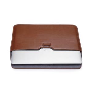 Brown PU Leather Square Bag Sleeve With Stand