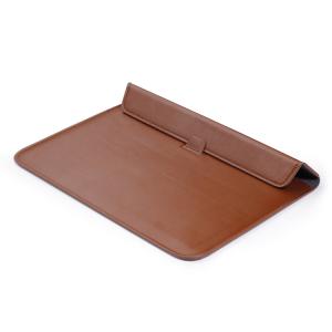 Brown PU Leather Square Bag Sleeve With Stand