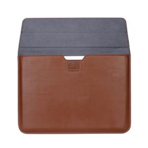 Brown PU Leather Square Bag Sleeve With Stand