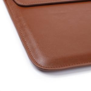 Brown PU Leather Square Bag Sleeve With Stand