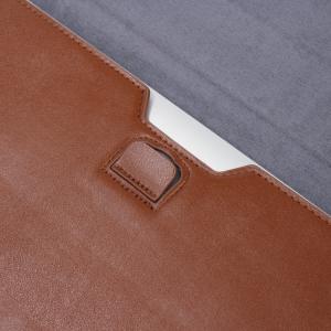 Brown PU Leather Square Bag Sleeve With Stand