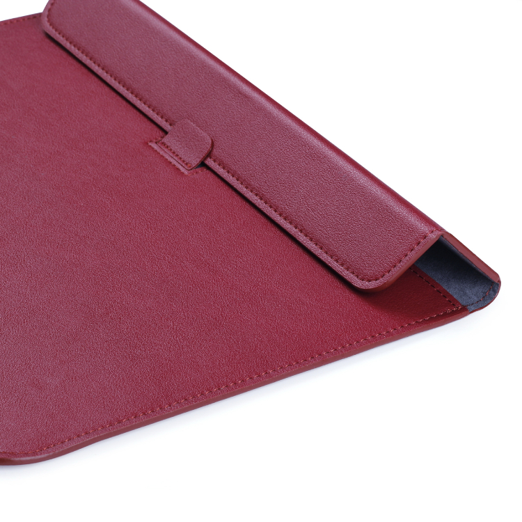 PU Leather Square Bag Sleeve With Stand Wine Red